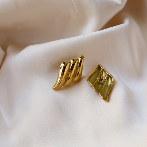 Vintage Wave 18K Gold Plated Earrings