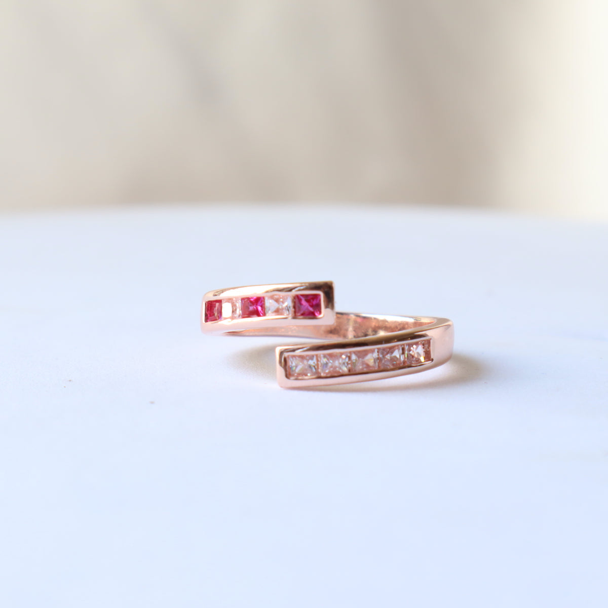 Pink and White Rose Gold Ring