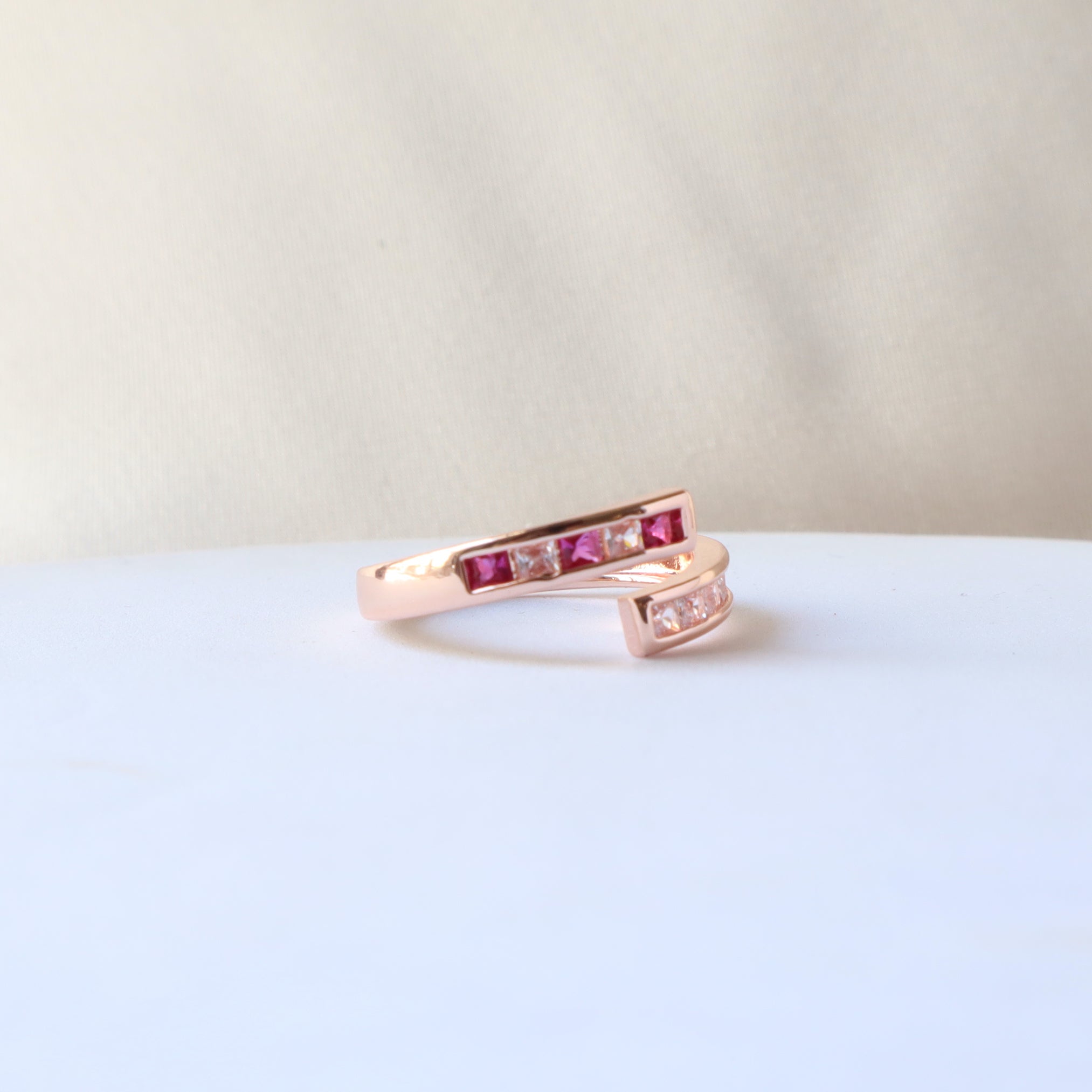 Pink and White Rose Gold Ring