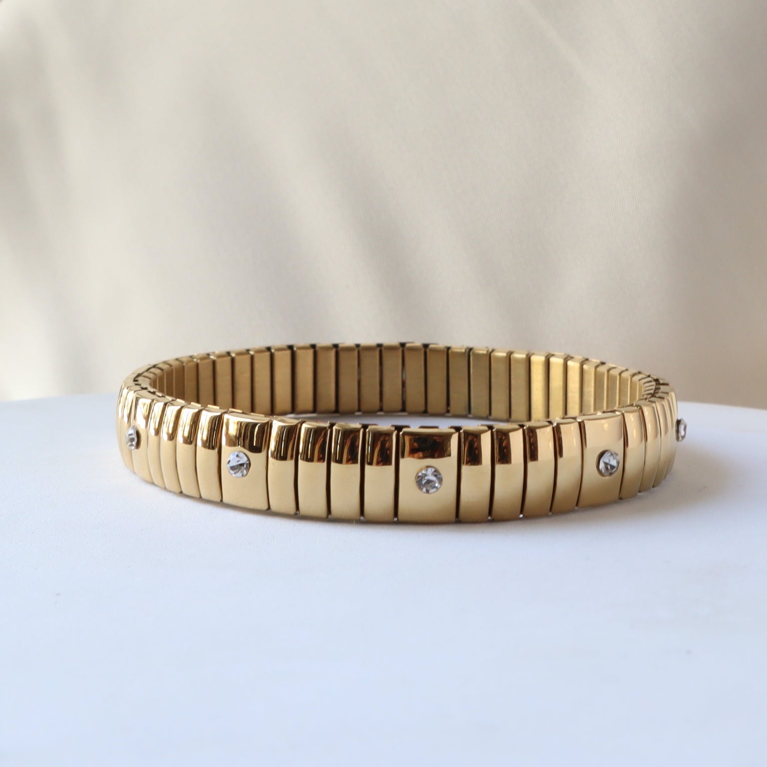 Coil Studded 18K Gold Plated Bangle