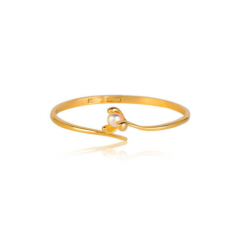 Fleur Single Pearl 18K Gold Plated Bangle