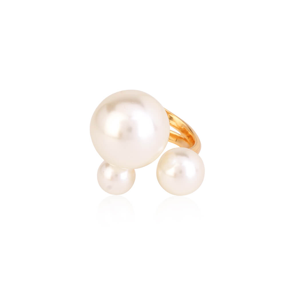 Big Three Pearl 18K Gold Plated Ring