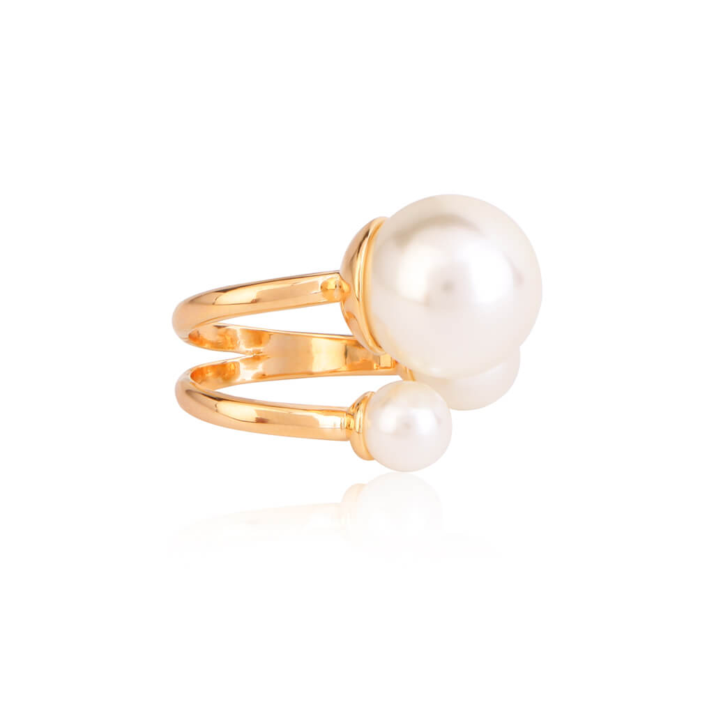 Big Three Pearl 18K Gold Plated Ring