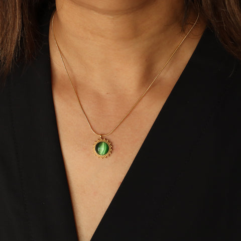 Mayan Sun Green Stone necklace