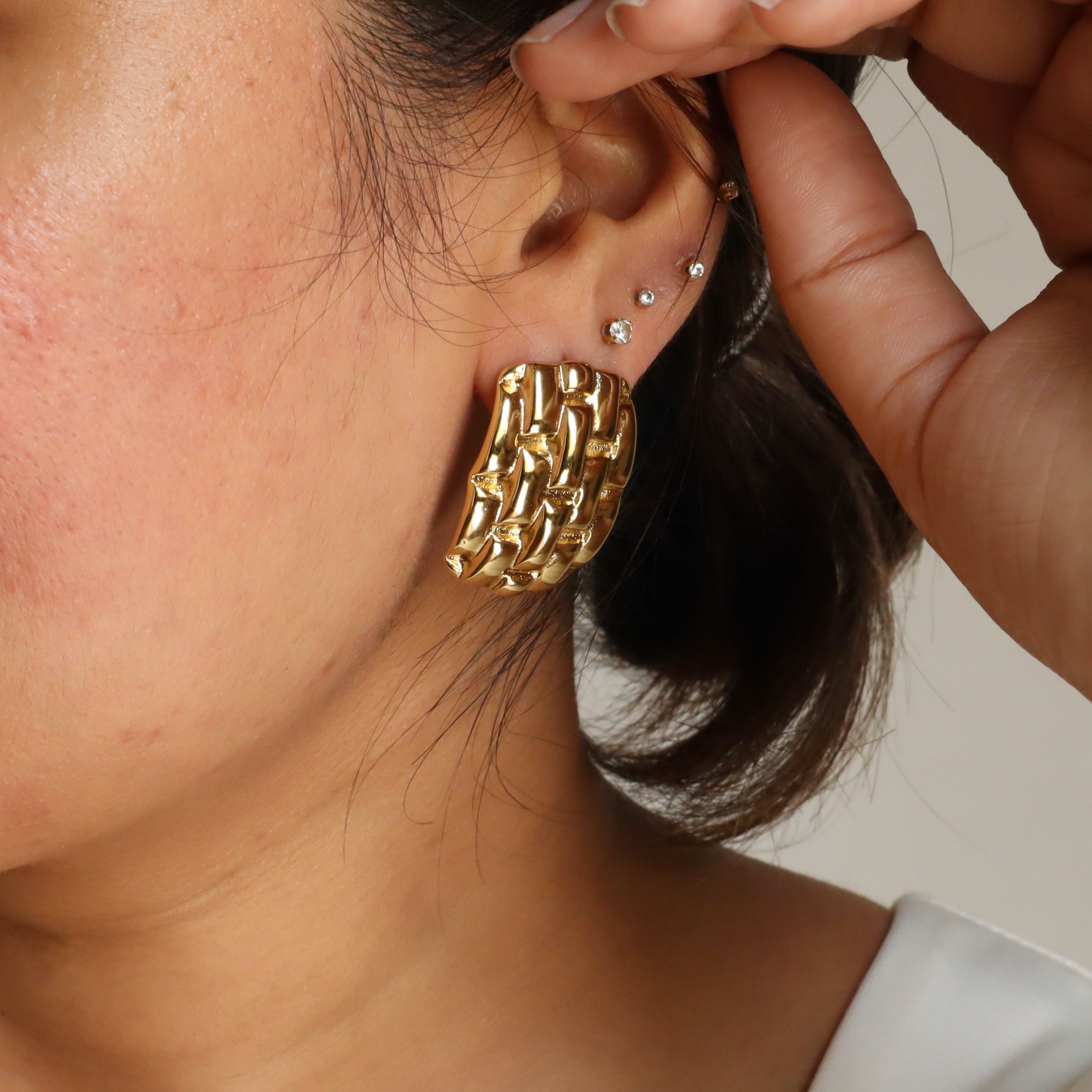 Big Mesh 18K Gold Plated Earrings