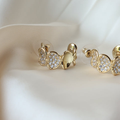 Linear Heart Studded Hoops 18K Gold Plated Earrings