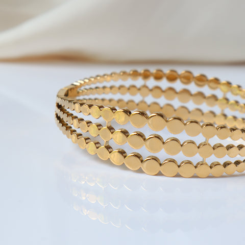 Concave Spherical 18K Gold Plated Bangle