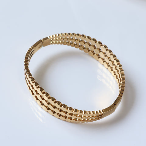 Concave Spherical 18K Gold Plated Bangle