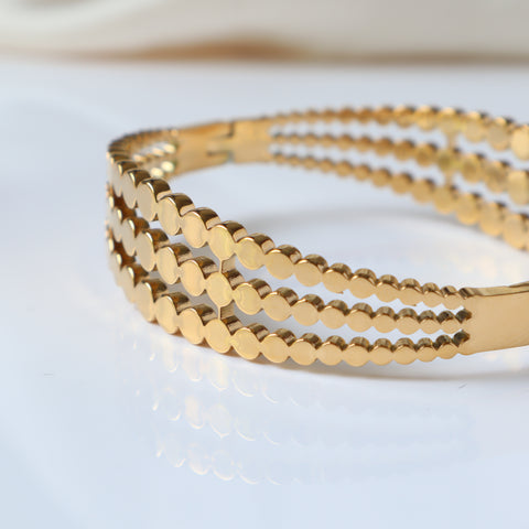 Concave Spherical 18K Gold Plated Bangle