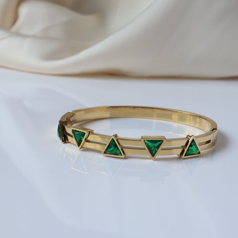 Triangle Studded 18K Gold Plated Bangle