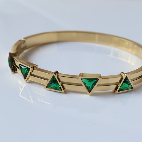 Triangle Studded 18K Gold Plated Bangle