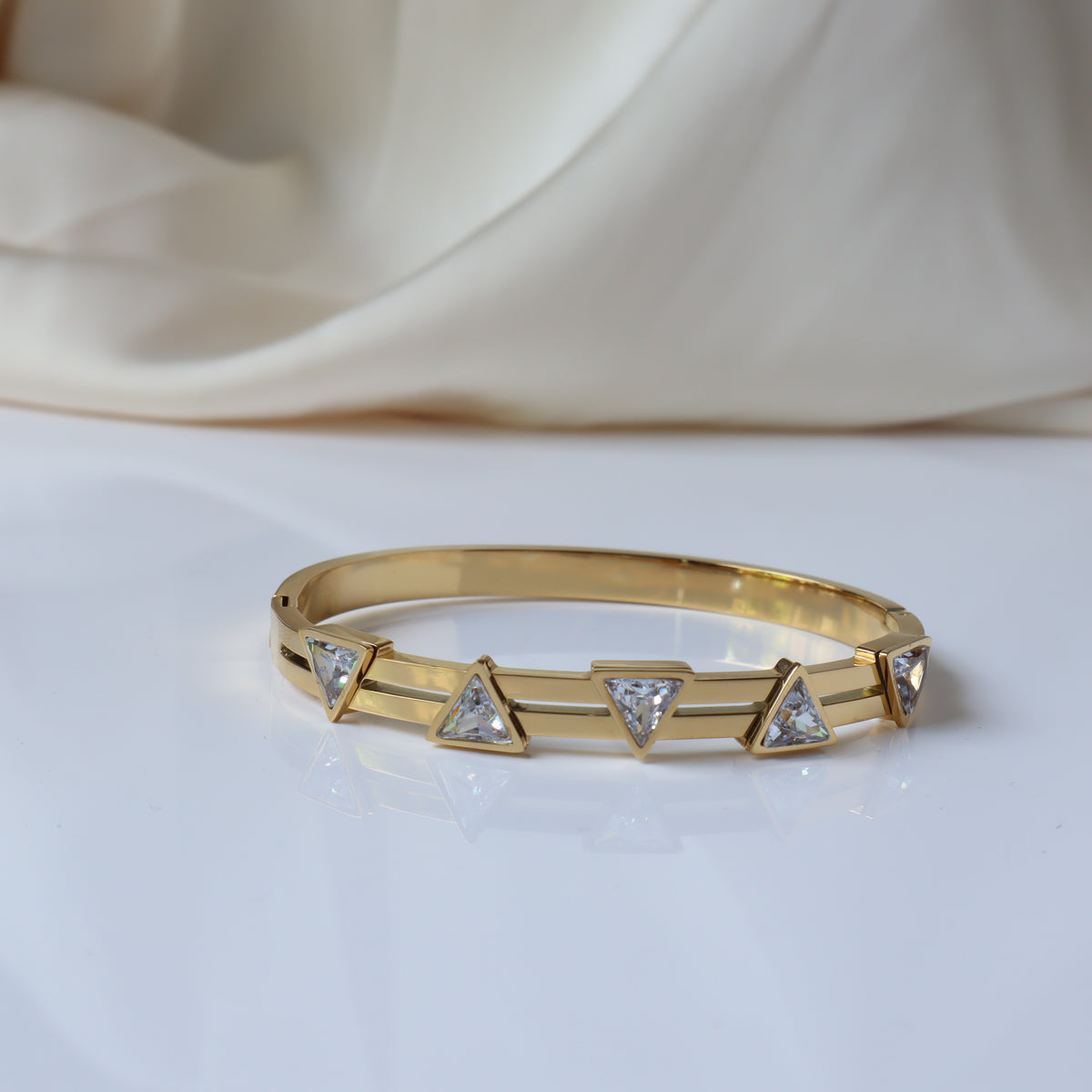 Triangle Studded 18K Gold Plated Bangle