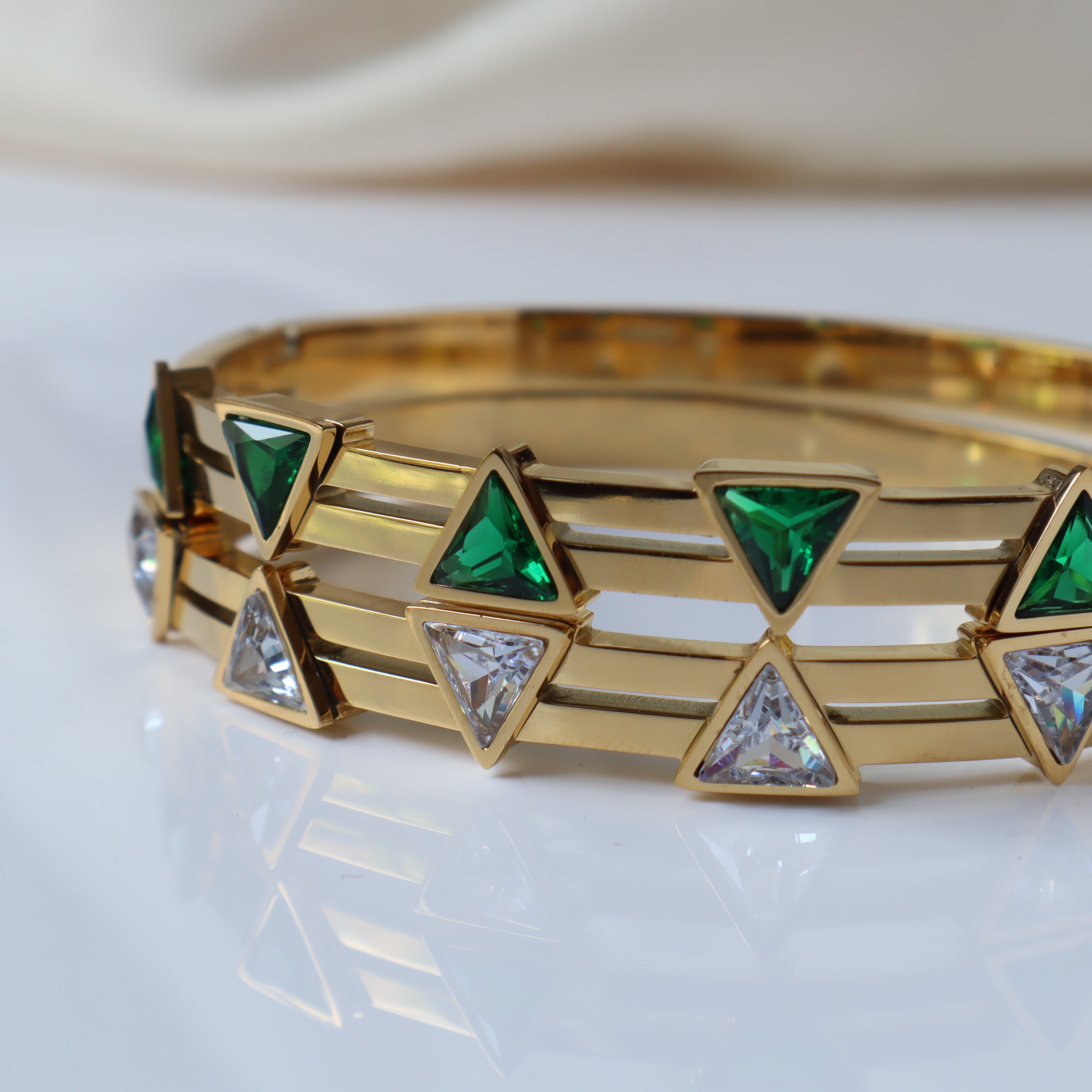 Triangle Studded 18K Gold Plated Bangle