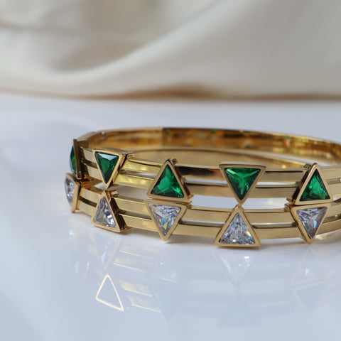 Triangle Studded 18K Gold Plated Bangle