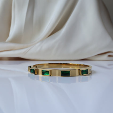 Oasis Baguette Studded 18K Gold Plated Bangle