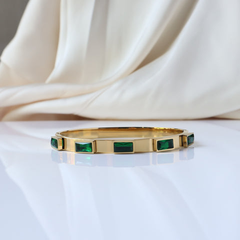 Oasis Baguette Studded 18K Gold Plated Bangle