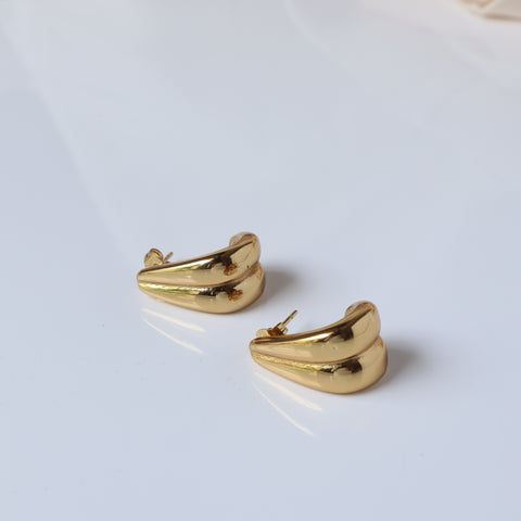 Curve Medium 18K Gold Plated Half Hoop Earrings