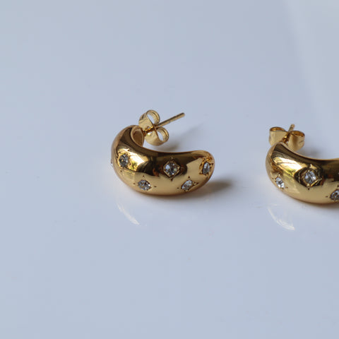 Medium Studded Cuff 18K Gold Plated Earrings