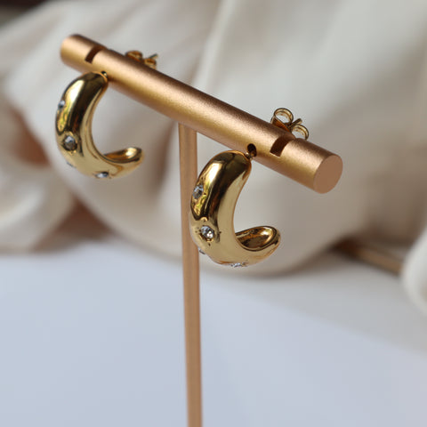 Medium Studded Cuff 18K Gold Plated Earrings