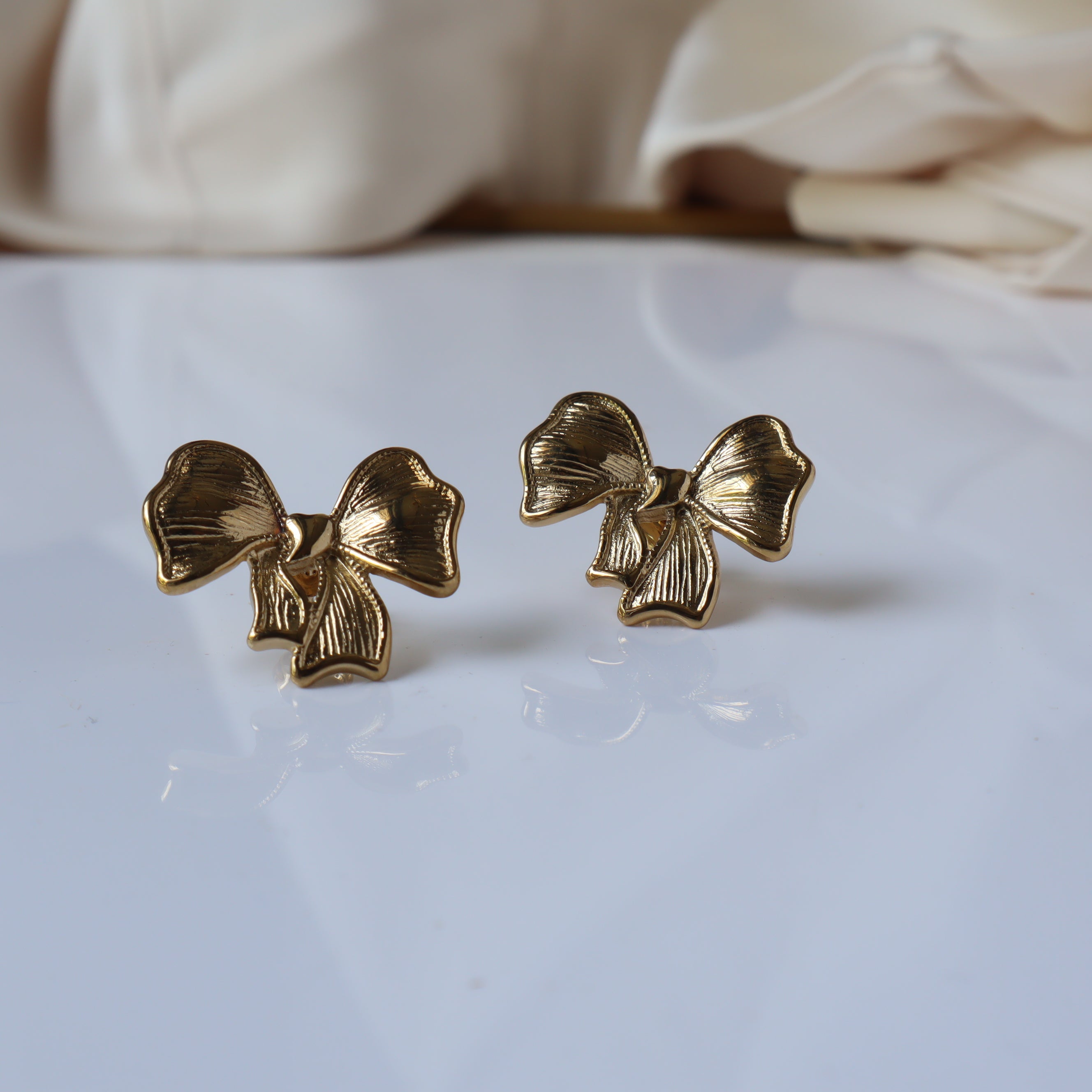 Bow 18K Gold Plated Earrings