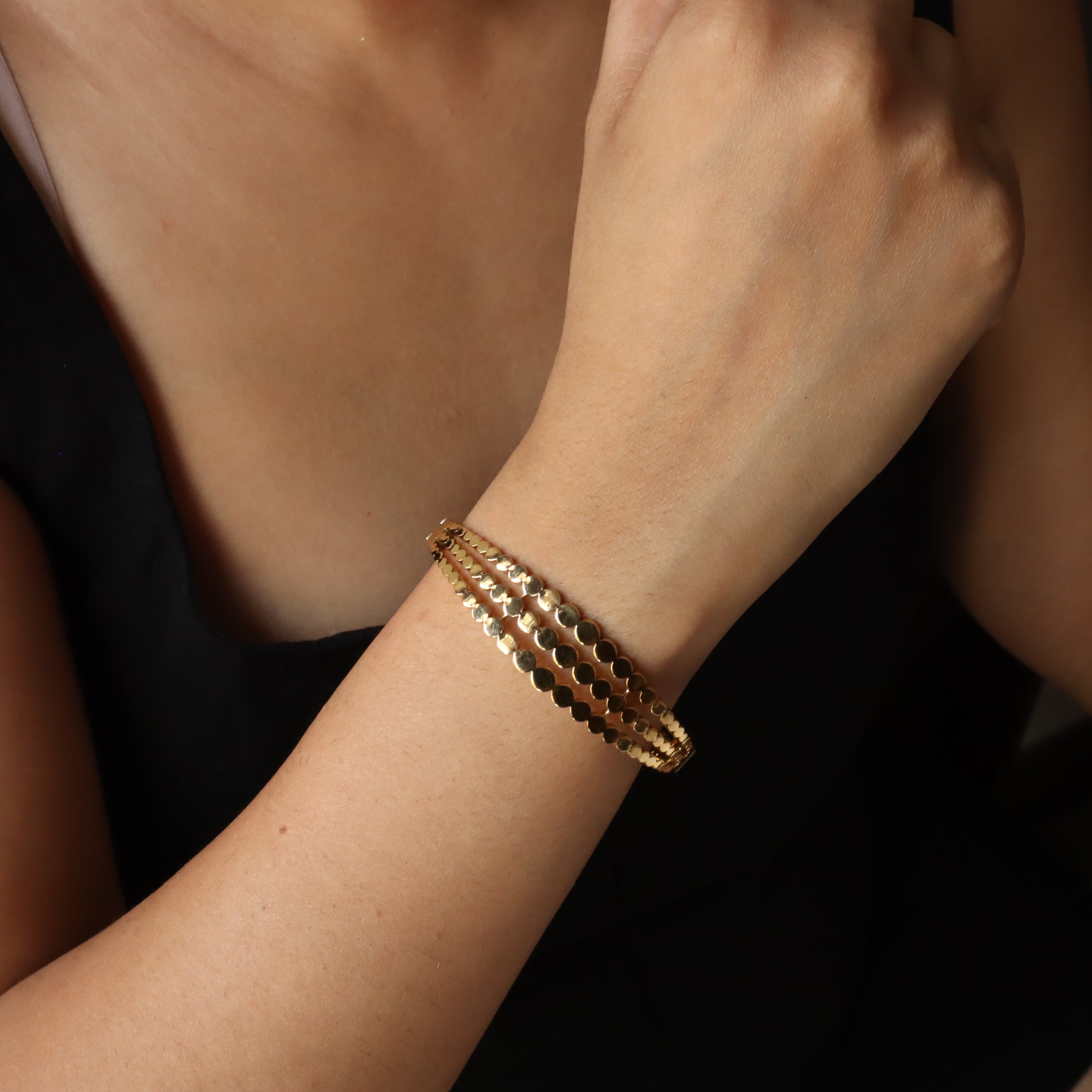 Concave Spherical 18K Gold Plated Bangle