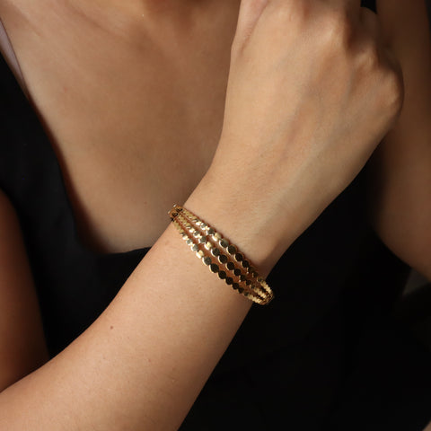 Concave Spherical 18K Gold Plated Bangle