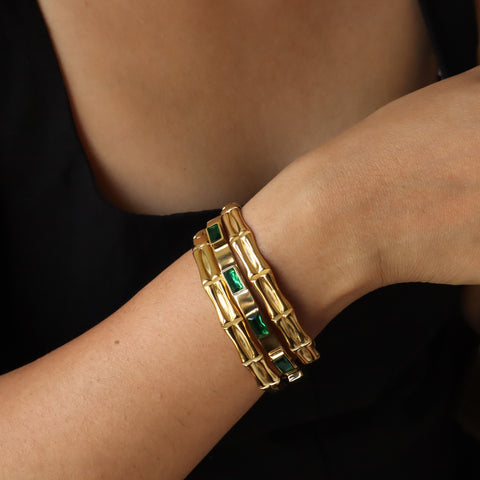 Oasis Baguette Studded 18K Gold Plated Bangle