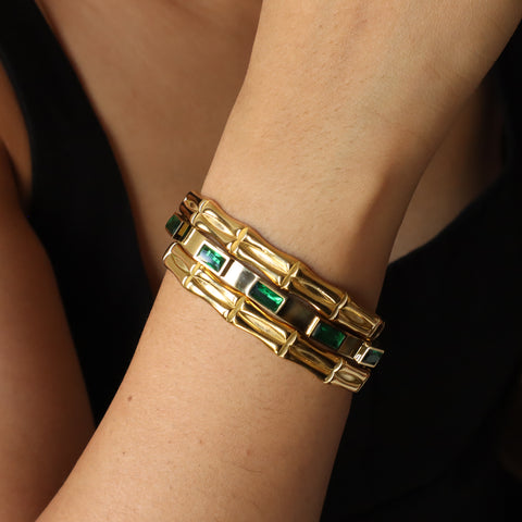 Oasis Baguette Studded 18K Gold Plated Bangle