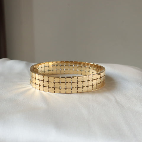 Block 18k Gold Plated Bangle