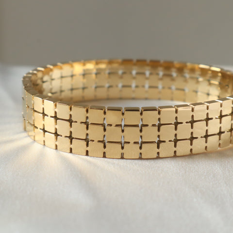 Block 18k Gold Plated Bangle