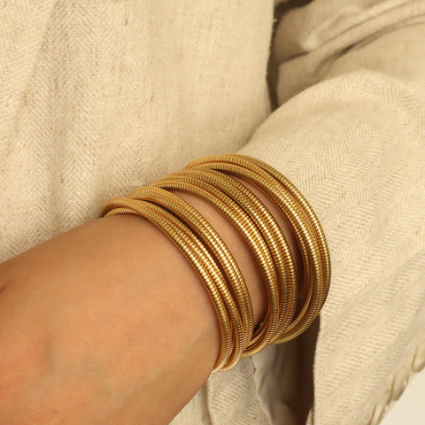 Sleek Spiral 18K Gold Plated Bangle