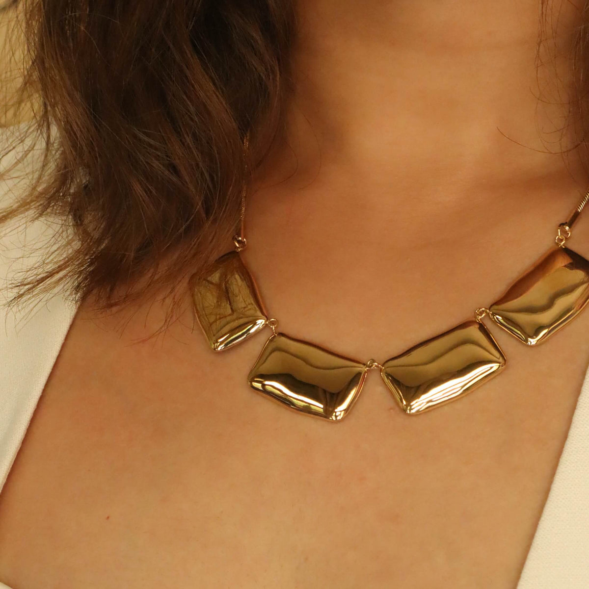 Big Statement Square Collar 18K Gold Plated Necklace