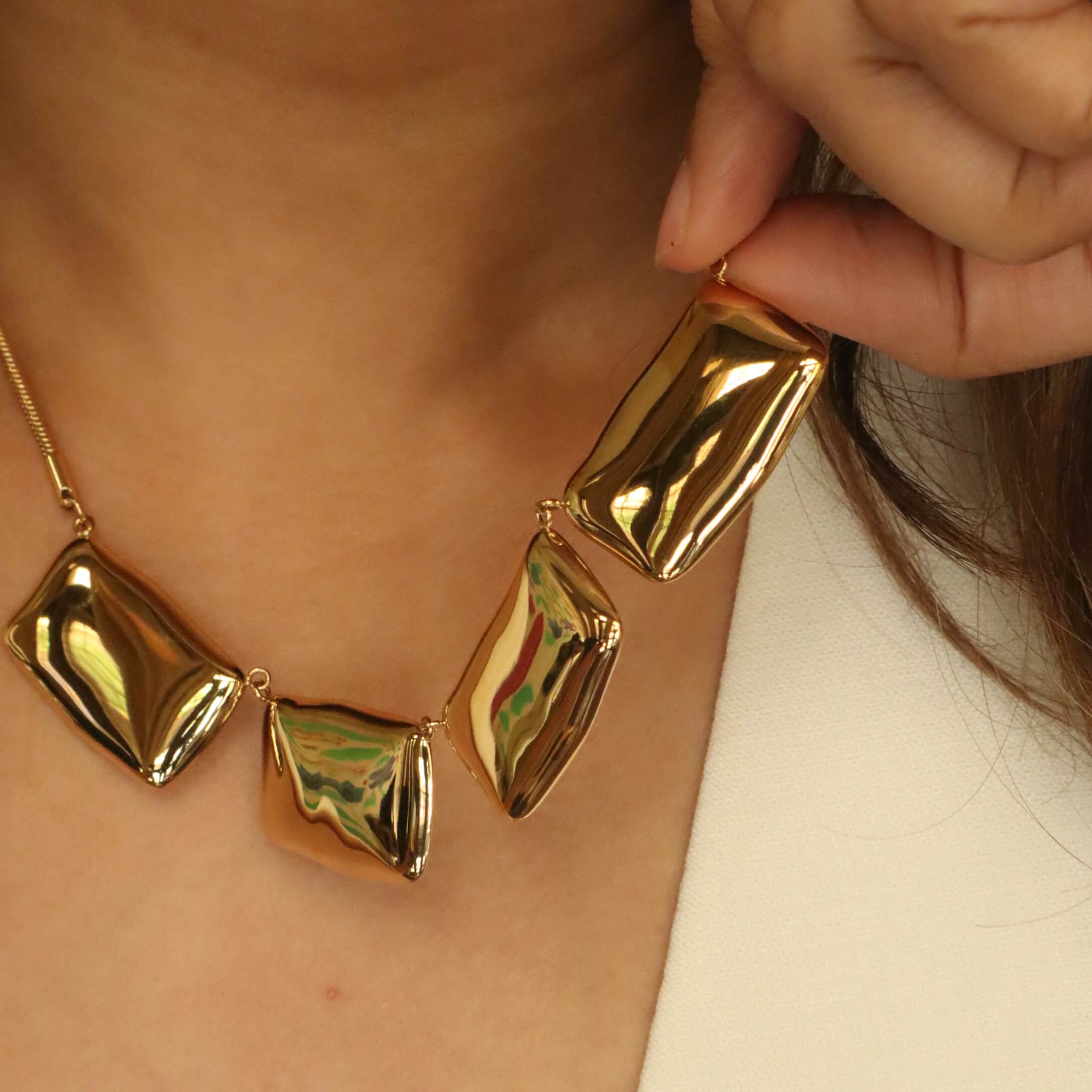 Big Statement Square Collar 18K Gold Plated Necklace