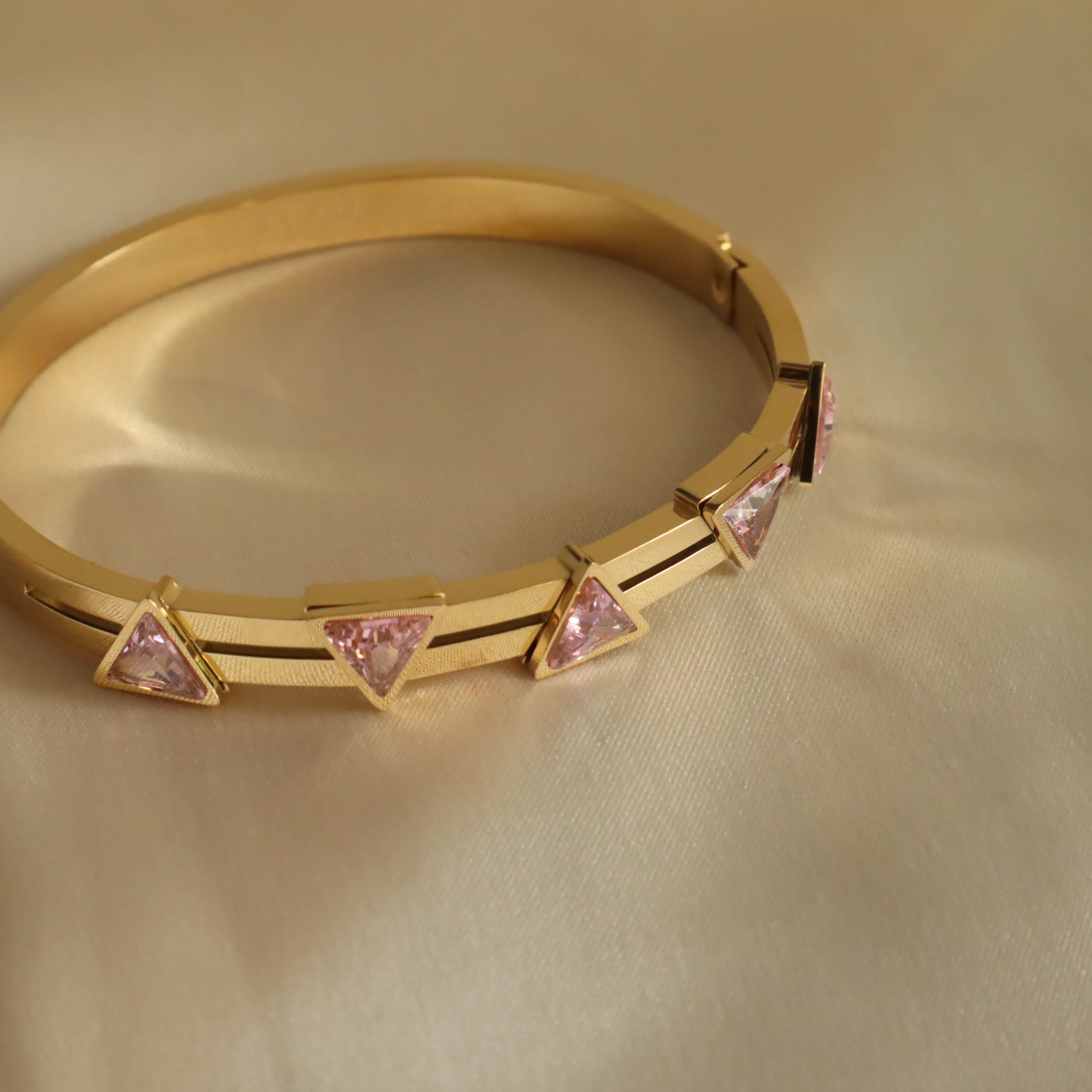 Triangle Pink 18K Gold Plated Bangle