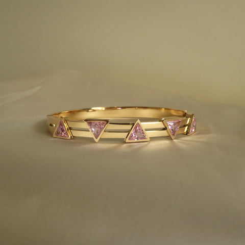 Triangle Pink 18K Gold Plated Bangle