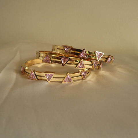 Triangle Pink 18K Gold Plated Bangle