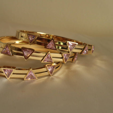 Triangle Pink 18K Gold Plated Bangle