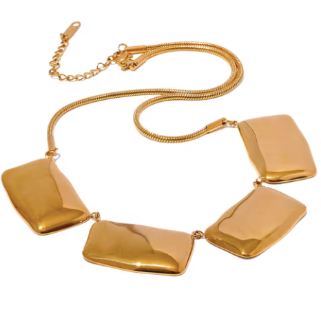 Big Statement Square Collar 18K Gold Plated Necklace