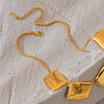 Big Statement Square Collar 18K Gold Plated Necklace