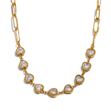 Linear Heart 18K Gold Plated Necklace