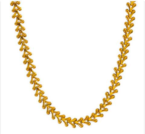 Linear Leaf 18K Gold Plated Necklace