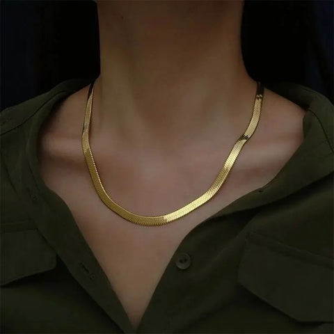 Snake Classic Sleek 18K Gold Plated Necklace