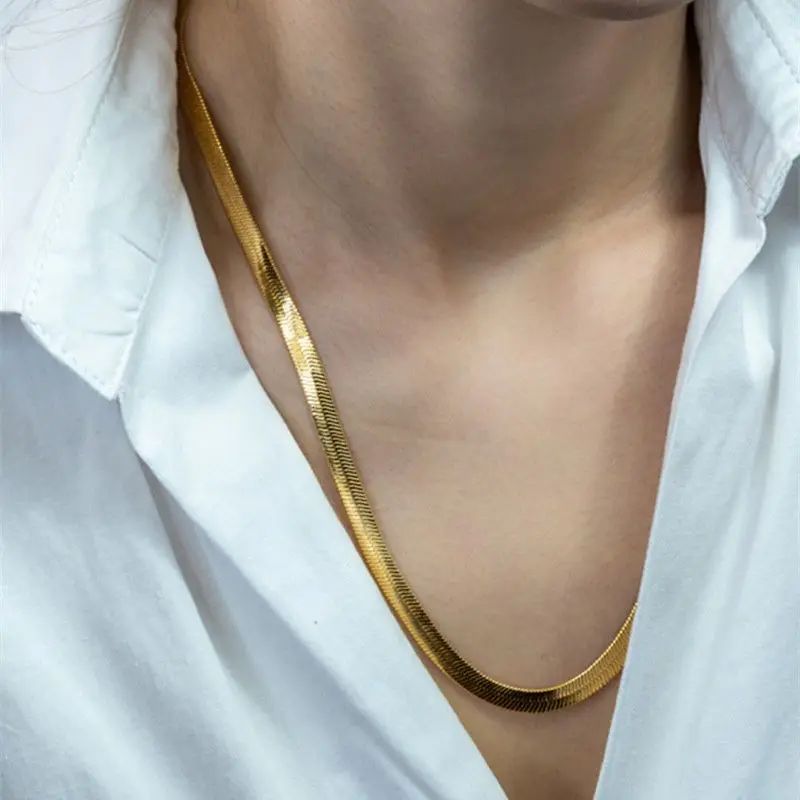 Snake Classic Sleek 18K Gold Plated Necklace