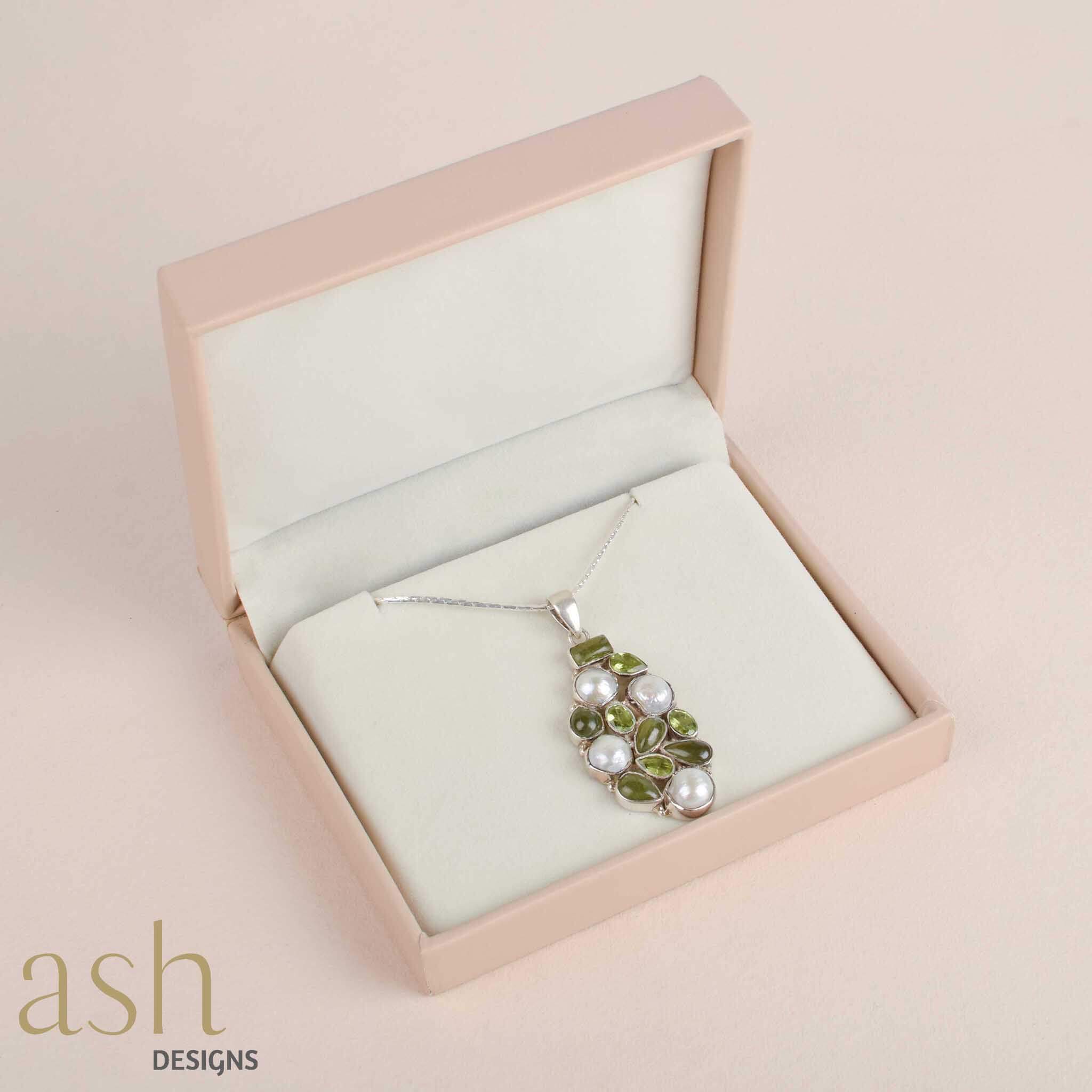 Oasis Vintage Pearl Peridot Pyrite Necklace