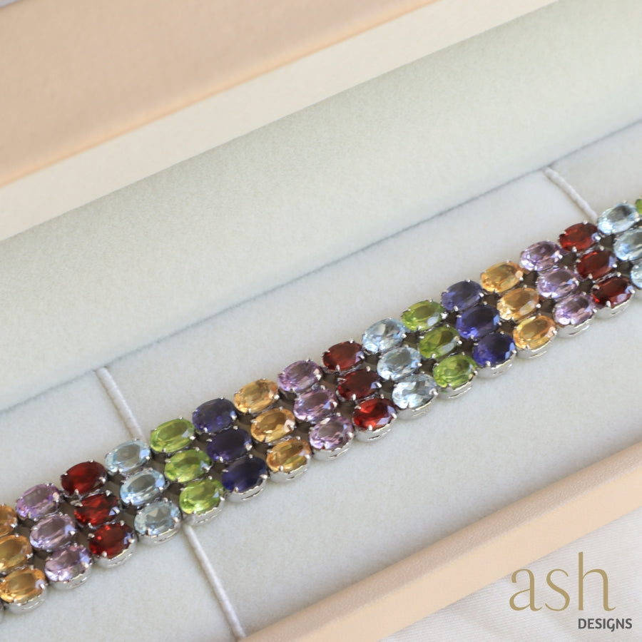 Sterling Silver Natural Gemstone Bracelet in Multi-colour | Stewart Dawsons